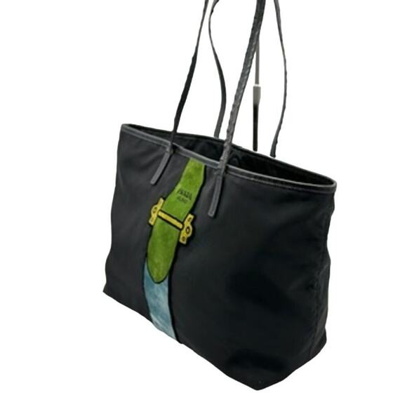 Prada Cahier Nylon Trompe L’oeil Tote*Awesome vintage tote*Mixed media velvet - Picture 9 of 16